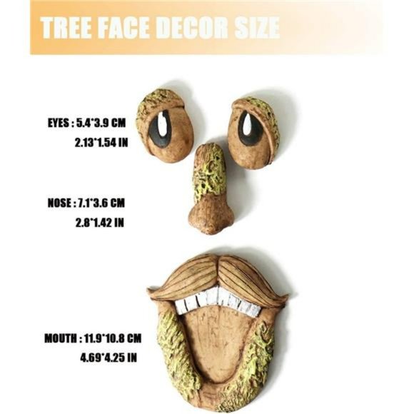 ree Face Outdoor Statues Old Man Tree Hugger Bark Ghost Face Decoration - Picture 4 of 6